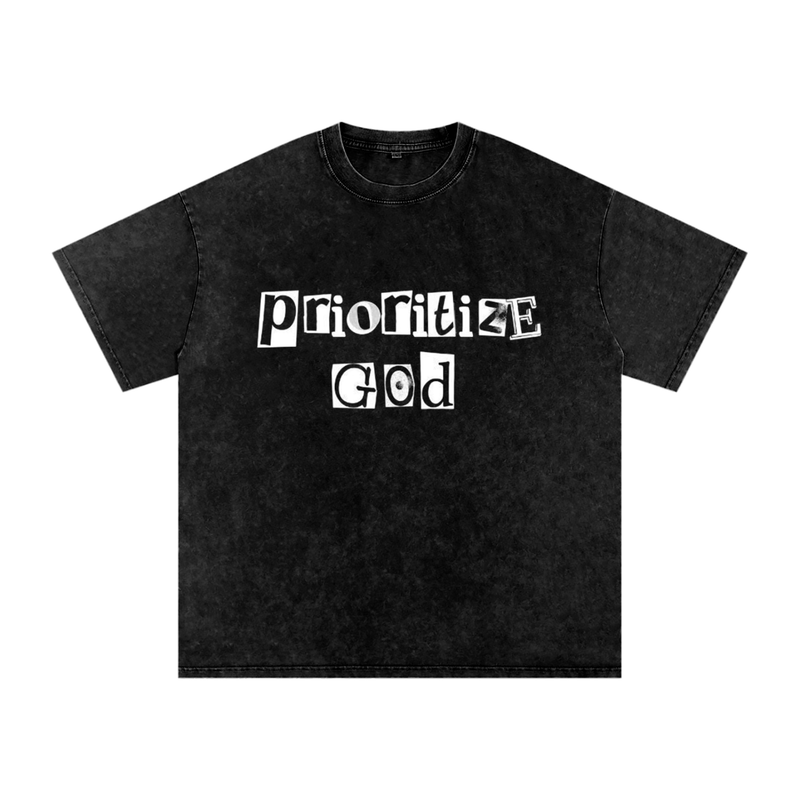 Prioritize God Washed Oversized Tee