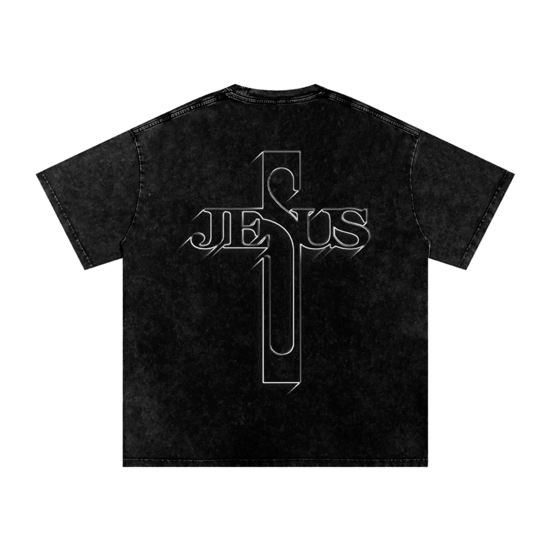Jesus Cross Washed Oversized Tee